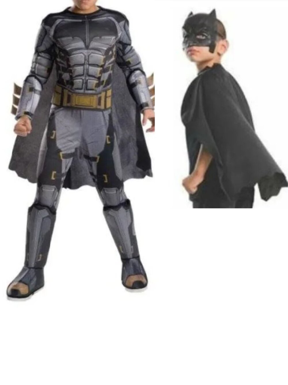 Batman Halloween Costume 7/8 Black Muscle Jumpsuit, Cape & Mask Dress Up Boys